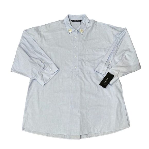 NWT Zara Oversized Collared Blouse - Picture 1 of 6